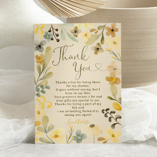 Fall in love boho floral autumn chic bridal shower thank you card
