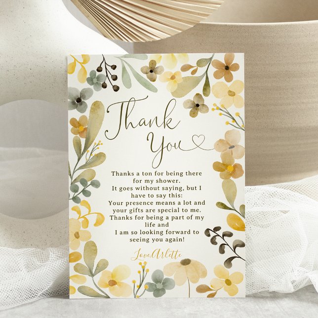 Fall in love boho floral autumn chic bridal shower thank you card (Fall in love boho floral autumn chic bridal shower thank you card)