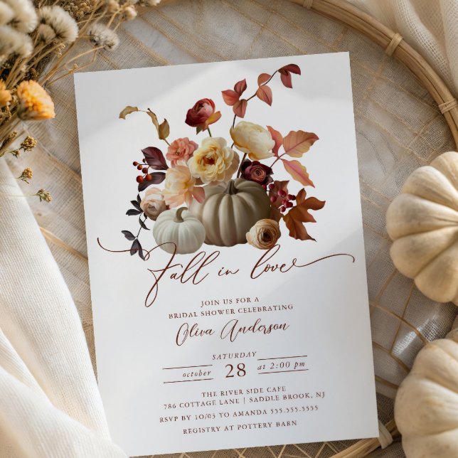 Fall In Love Boho Floral Bridal Shower  Invitation (Creator Uploaded)