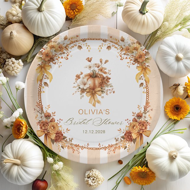 Fall in Love Boho Floral Bridal Shower Paper Plate (Creator Uploaded)