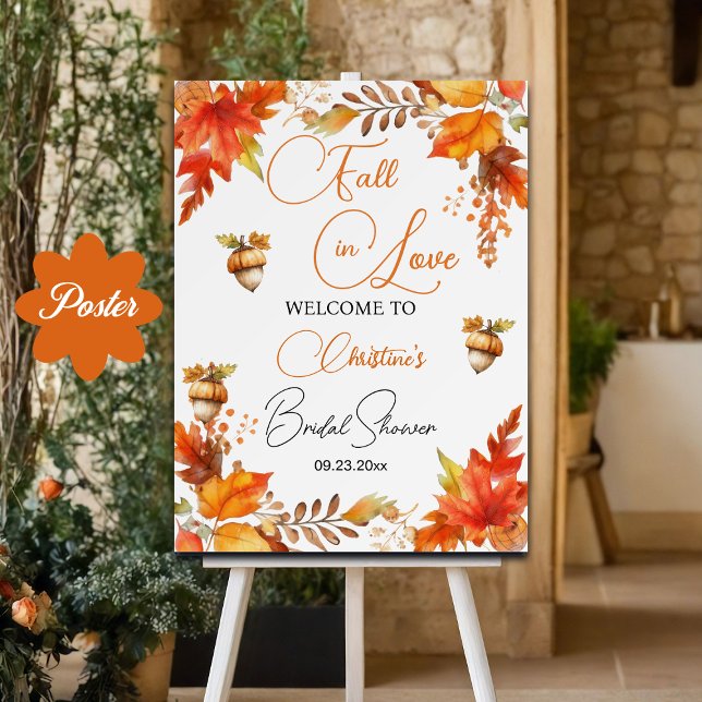 Fall in Love Boho Floral Bridal Shower Welcome Poster (Creator Uploaded)
