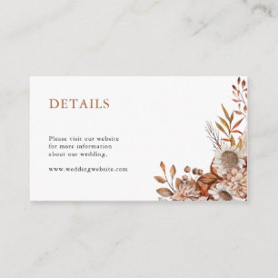 Fall in love   Boho Flowers Wedding Details Enclosure Card