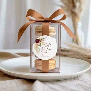 Fall In Love Boho Pampas Grass Autum Floral  Classic Round Sticker