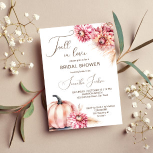 Fall in love boho pumpkin dahlias bridal shower invitation