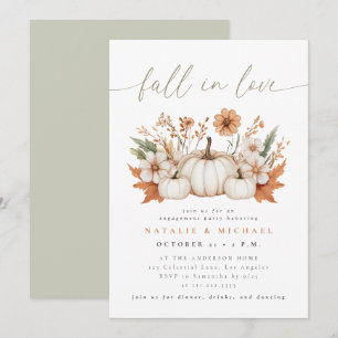 Fall in Love Boho Pumpkin Engagement Party Invitation
