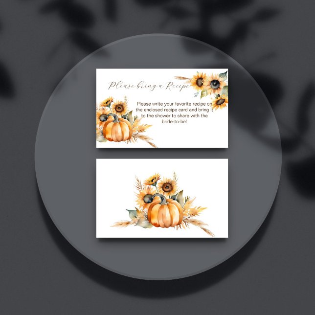 Fall in love boho pumpkin sunflowers bridal shower enclosure card (Fall in love boho pumpkin sunflowers autumn bridal shower recipe request enclosure card)