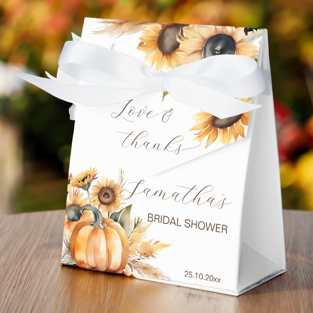 Fall in love boho pumpkin sunflowers favours favour box (Beary cute girl teddy bear baby shower favors)