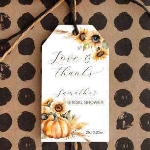 Fall in love boho pumpkin sunflowers favours gift tags