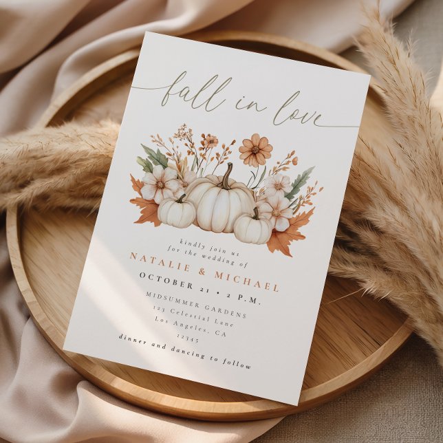 Fall in Love Boho Pumpkin Wedding Invitation (Creator Uploaded)