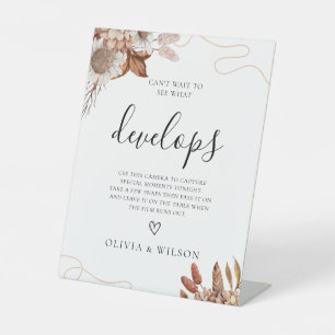 Fall in love   Boho Wedding Disposable Camera Pedestal Sign