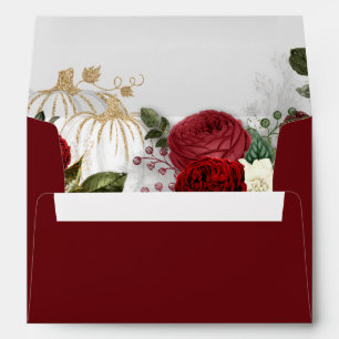 'Fall In Love' Botanical Floral Pumpkin Wedding Envelope
