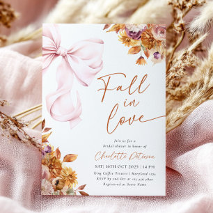 Fall in Love Bow Floral Bridal Shower Invitation