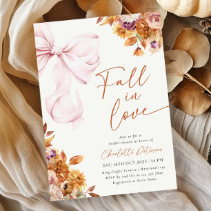 Fall in Love Bow Floral Bridal Shower Invitation