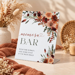 Fall in Love Bridal Shower 8x10 Mimosa Bar Pedestal Sign