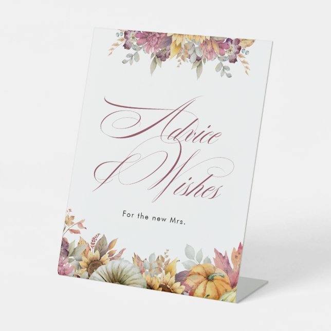 Fall In Love Bridal Shower Advice & Wishes Pedestal Sign (Front)