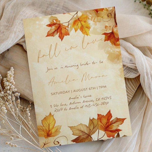 Fall in Love Bridal Shower - Autumn Bride Shower Invitation (Creator Uploaded)