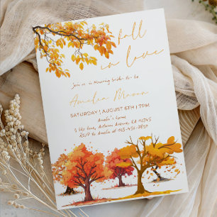 Fall in Love Bridal Shower - Autumn Bride Shower  Invitation