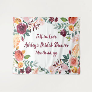 Fall in Love Bridal Shower Backdrop, Autumn Party Tapestry