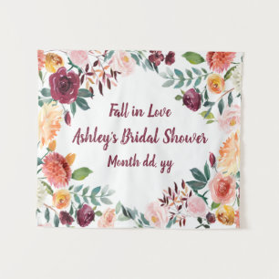 Fall in Love Bridal Shower Backdrop, Autumn Party Tapestry