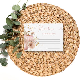 Fall in Love Bridal Shower Boho Flowers Pumpkin Enclosure Card