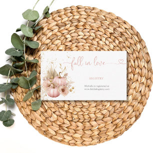 Fall in Love Bridal Shower Boho Flowers Pumpkin Enclosure Card