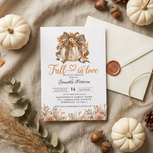 Fall in Love Bridal Shower boho Flowers Pumpkin Invitation