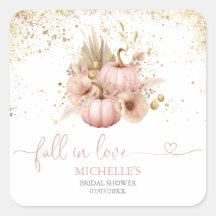 Fall in Love Bridal Shower Boho Flowers Pumpkin