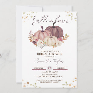 Fall in Love Bridal Shower, Dusty Pink Pumpkin Invitation