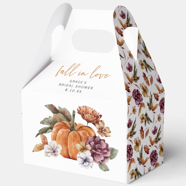 Fall In Love Bridal Shower Favour Box (Autumn Watercolor Floral Fall In Love Bridal Shower Favor Boxes by Painted Paperie
)