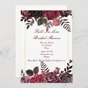 FALL IN LOVE BRIDAL SHOWER FLORAL INVITATION