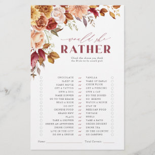 Fall in Love Bridal Shower Game Would she rather