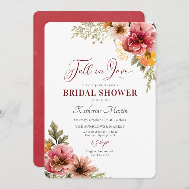 Fall in Love Bridal Shower invitation (Front/Back)