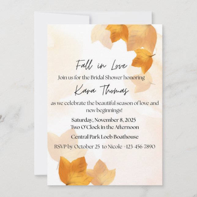 Fall in Love Bridal Shower Invitation (Front)