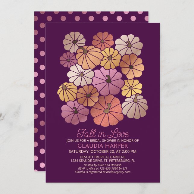 Fall in Love Bridal Shower Invitation (Front/Back)