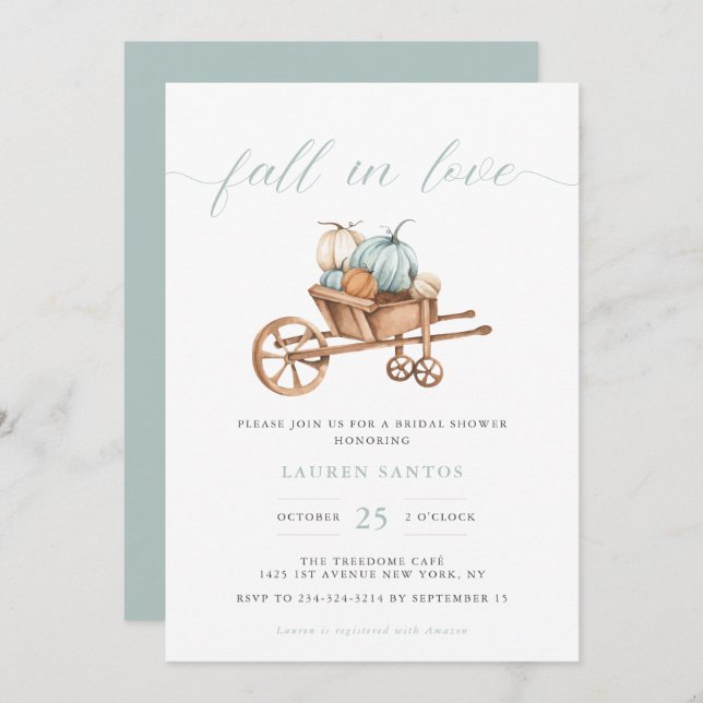 Fall in Love - Bridal Shower | Invitation (Front/Back)