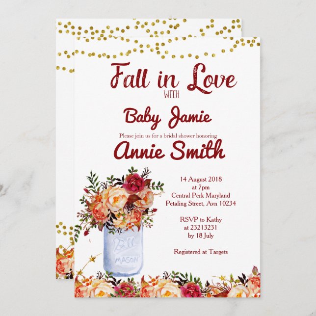 Fall in Love Bridal Shower Invitation (Front/Back)