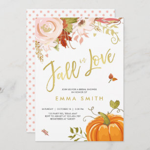 Fall in Love Bridal shower invitation Baby Autumn