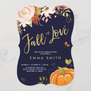 Fall in Love Bridal shower invitation Baby Autumn