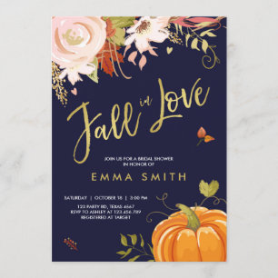 Fall in Love Bridal shower invitation Baby Autumn