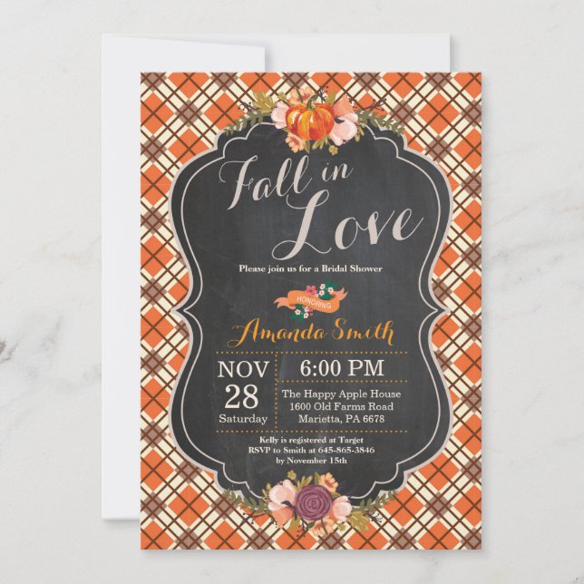 Fall in Love Bridal Shower Invitation Card (Front)