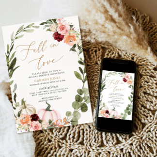 Fall in love Bridal Shower Invitation, Floral Invitation
