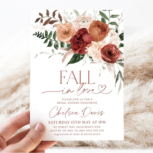 Fall in Love Bridal Shower Invitation, Marsala Flo Invitation (Creator Uploaded)