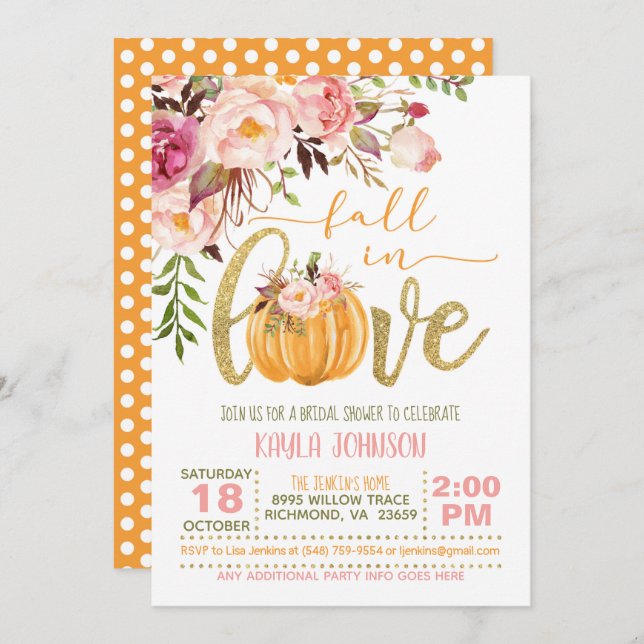 Fall in Love Bridal Shower Invitation - OD (Front/Back)