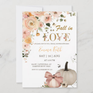 Fall in Love Bridal Shower Invitation Pumpkin Fl