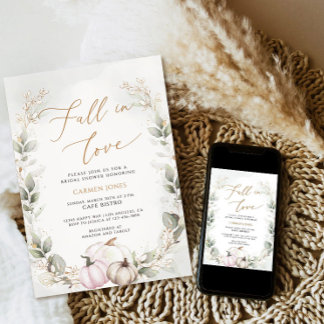 Fall in love Bridal Shower Invitation, Pumpkin Invitation