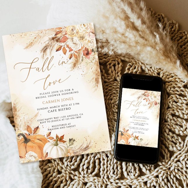 Fall in love Bridal Shower Invitation, Pumpkin Invitation (Creator Uploaded)