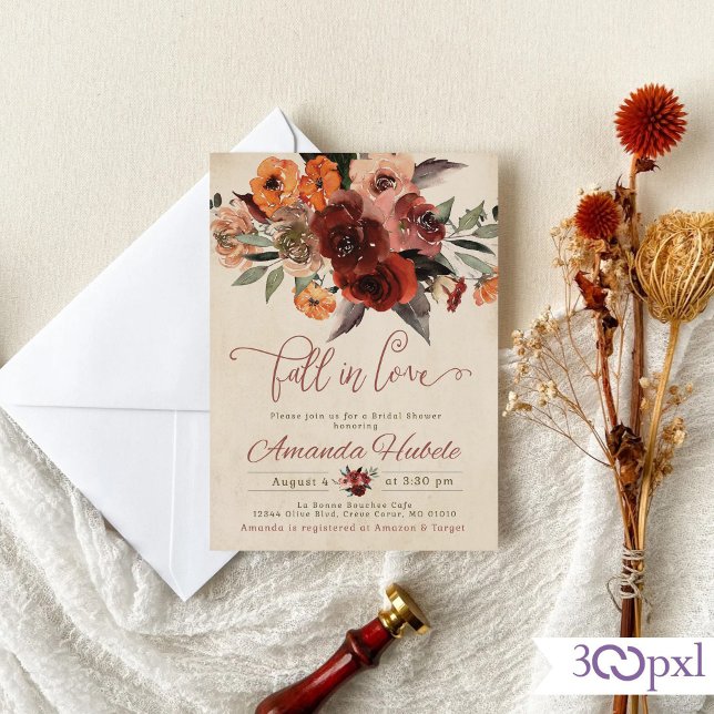 Fall In Love Bridal Shower Invitation Terracotta (Creator Uploaded)