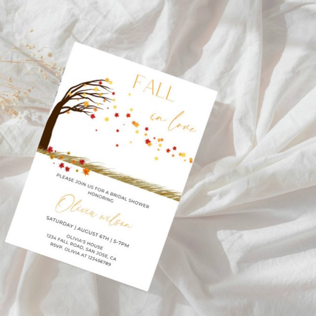 Fall in Love Bridal Shower - Leaves & Rustic Charm Invitation (Creator Uploaded)