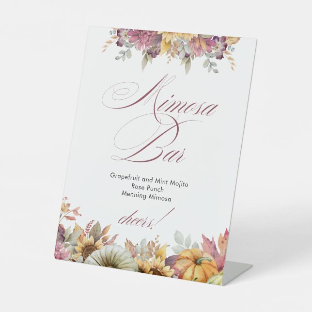 Fall In Love Bridal Shower Mimosa Bar  Pedestal Sign (Front)