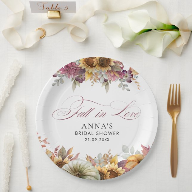 Fall In Love Bridal Shower  Paper Plate (Wedding)